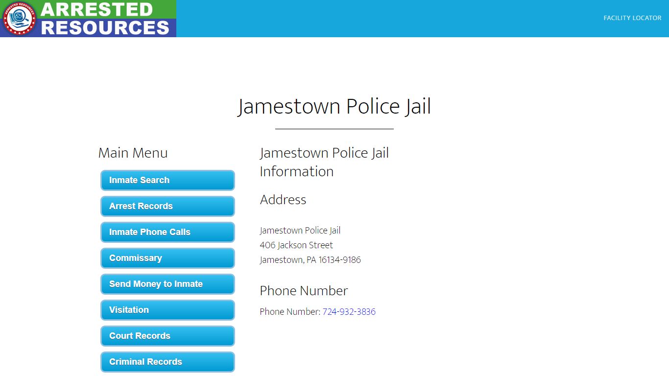 Jamestown Police Jail - Inmate Search - Jamestown, PA